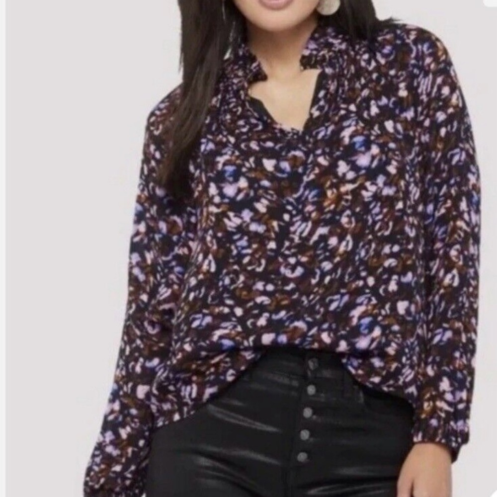 Marie Oliver Evereve Arden Purple Old Money Floral Blouse Size Small